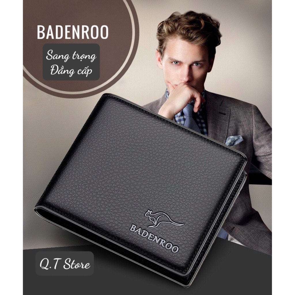 Bóp Ví nam cao cấp BADENROO, Ví da bò thật đơn giản, Lịch lãm, Bền đẹp