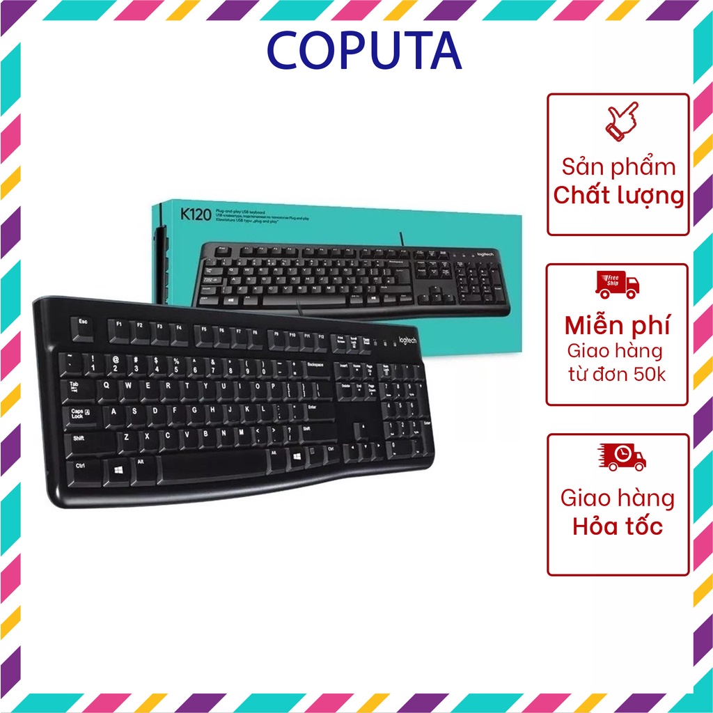 Bàn phím máy tính Coputa Bàn bàn phím Logitech văn phòng chơi game có dây K120 Chính hãng