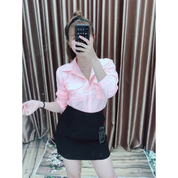 Sơmi 2 túi công sở kate lụa free size