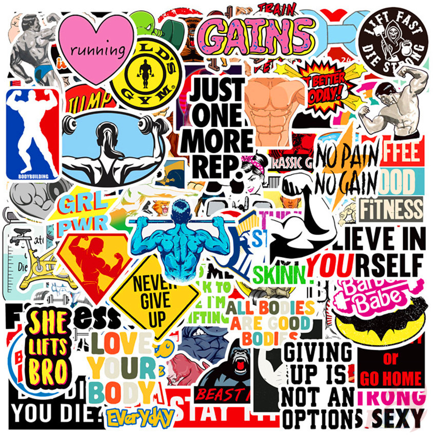 ❉ Miếng Dán Tập GYM Chất Lượng Cao ❉ Bộ 100 / 12 Sticker Chống Thấm Nước Thời Trang