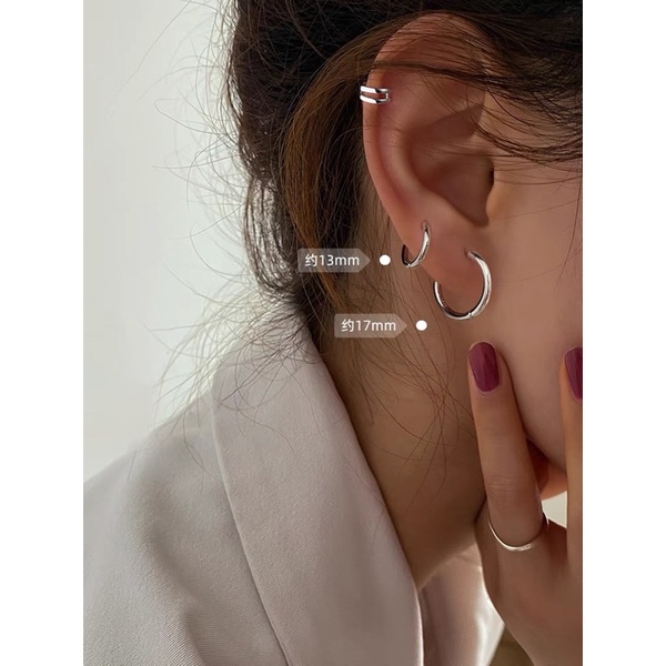 1 đôi bông tai khoen tròn basic vàng/bạc