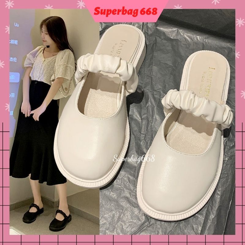 Giày Sục Nữ Vintage Lolita Tiểu Thư Da Mềm Phong Cách Hàn Quốc Superbag668 216