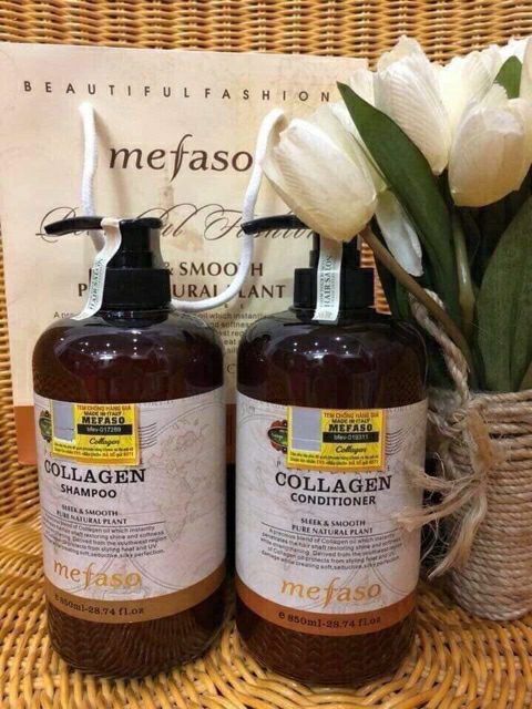 Combo cặp dầu gội + xả mefaso collagen