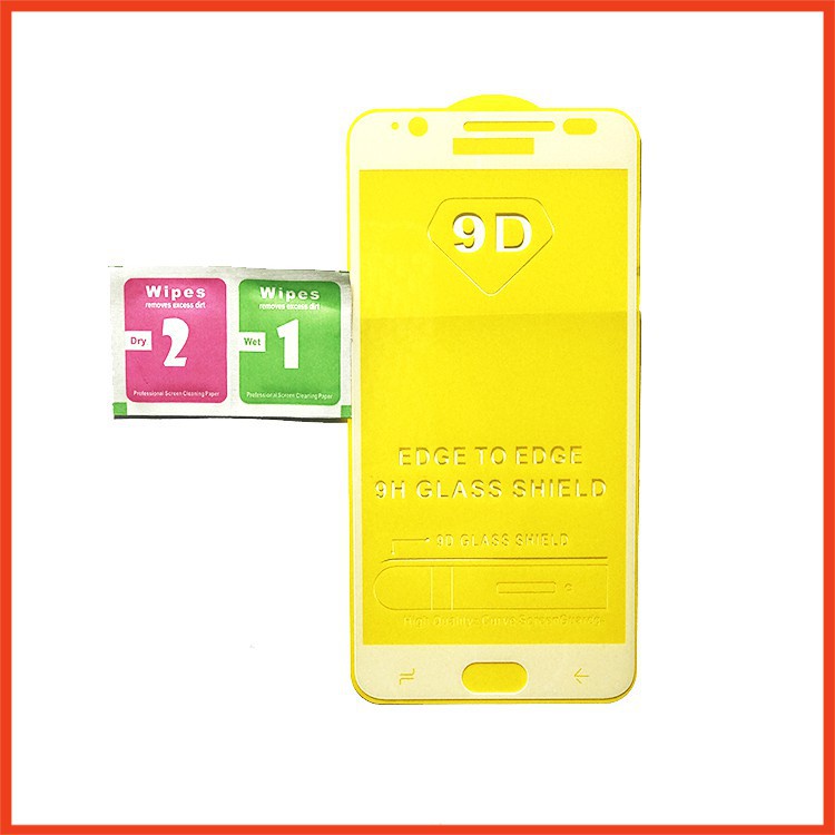 Kính cường lực Samsung J7 Prime full màn hình, , tặng kèm bộ giấy lau kính