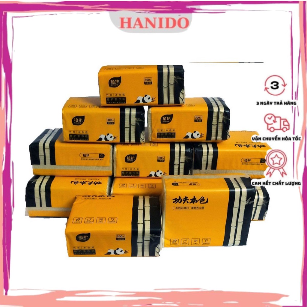 Combo 30 gói Giấy ăn gấu trúc Panda gói 300 tờ siêu dai hàng đẹp hai cây tre