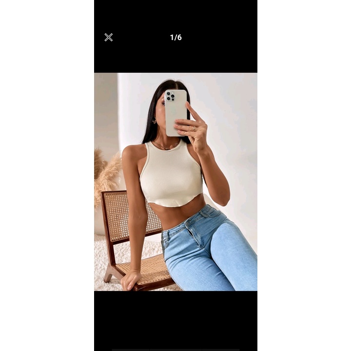 [Mã FAMARAL2 giảm 10K đơn 50K] Áo ba lỗ croptop nữ ôm body khoét nách sâu HAGA cổ tròn vải tăm lạnh ABLVB35 | BigBuy360 - bigbuy360.vn
