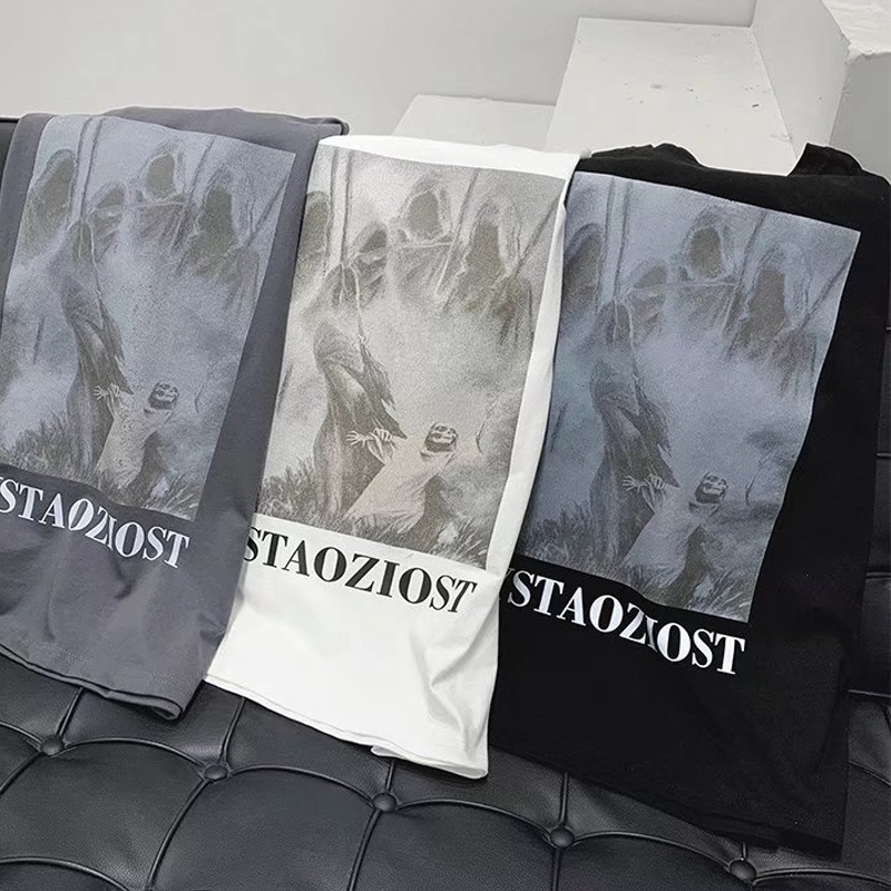 Áo Thun Tay Ngắn Cổ Tròn Dáng Suông Thời Trang Hè Phong Cách Hip Hop Hàn Quốc Cho Nam Size M-5XL