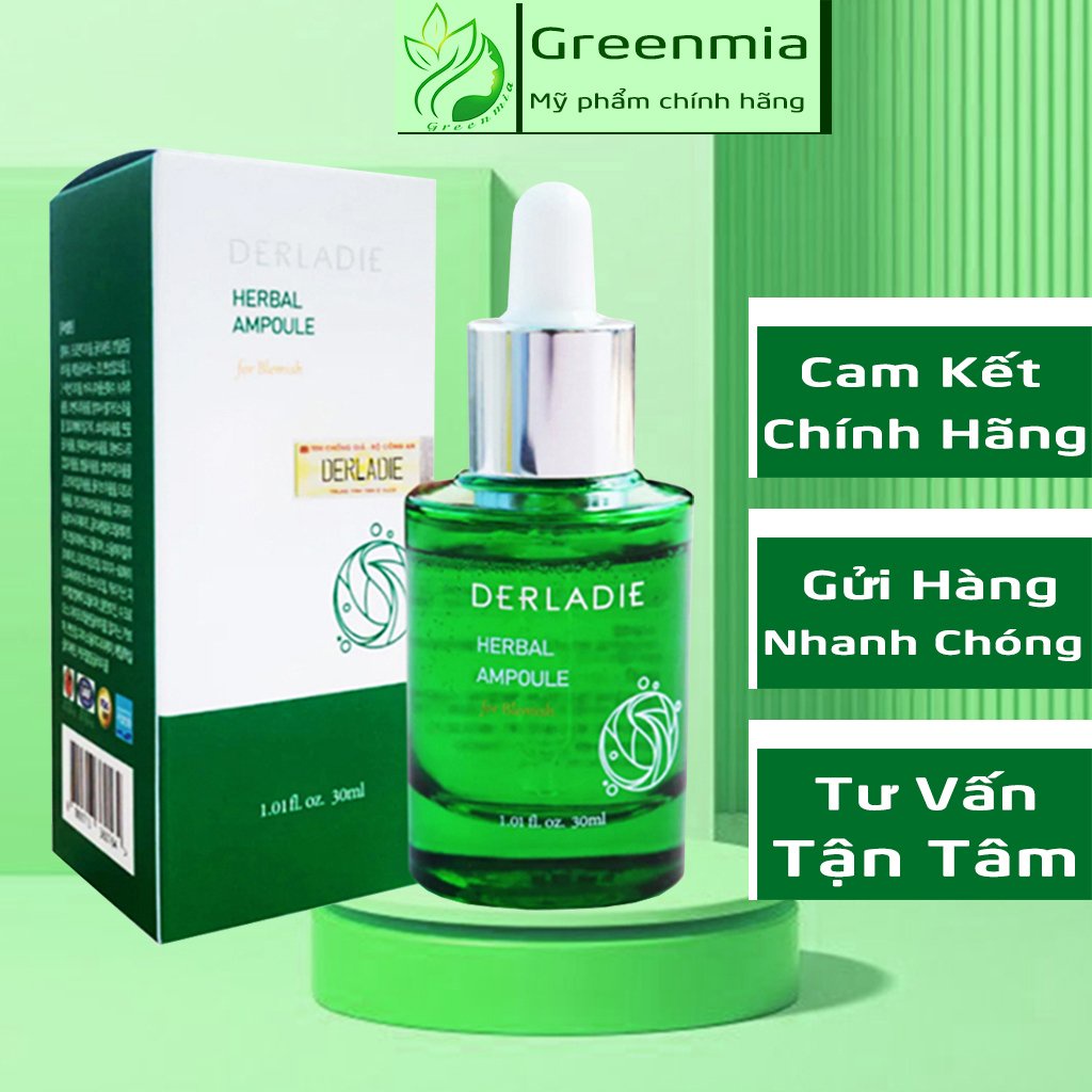 Serum Tràm Trà Derladie Tinh Chất Giảm Mụn Herbal Ampoule For Blemish Hết Mụn Sau 14 Ngày [NHẬP KHẨU CHÍNH HÃNG CÓ TEM]
