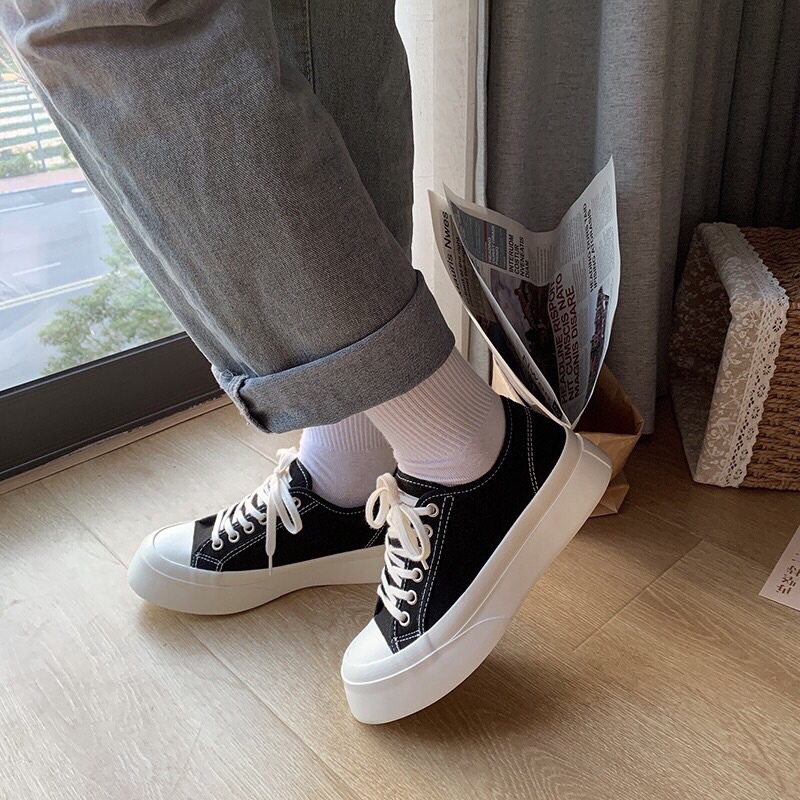 Giày thể thao sneaker nam nữ vải canvas dáng basic đế cao hot trend FLOWER G06 - nguyentrang239