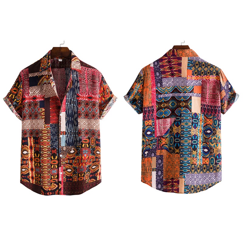 Áo Sơ Mi Hoa Nam Polo Cotton Lanh Tay Ngắn Dáng Rộng Cài Nút In Họa Tiết Hoa Thời Trang Mùa Hè 2022 Plus Size Cho Nam