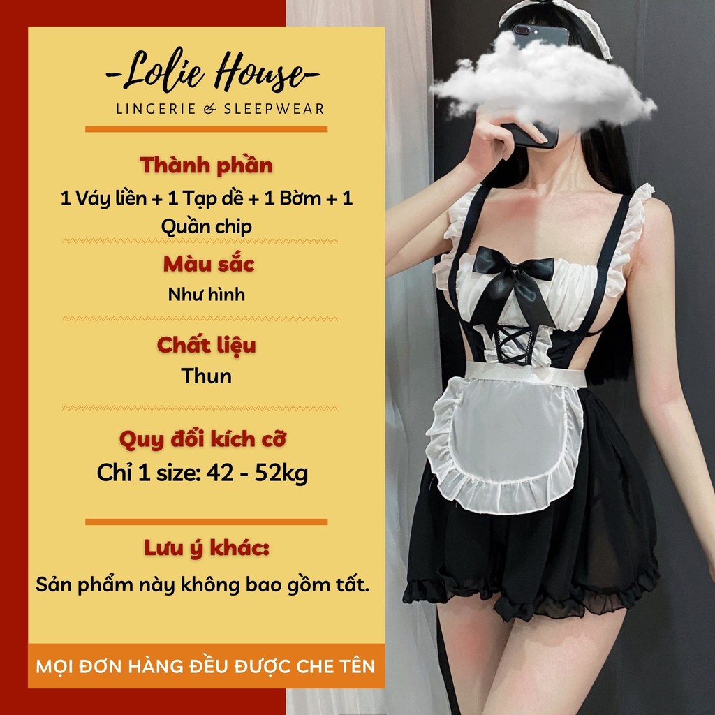 Cosplay hầu gái sexy anime maid cute - Váy đầm ngủ cosplay cô hầu bàn tạp dề trăng gợi cảm LOLIE HOUSE - CP36