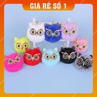 Móc Khóa Cute Giá Rẻ - Móc Khóa Cục Bông Hình Cú Mèo