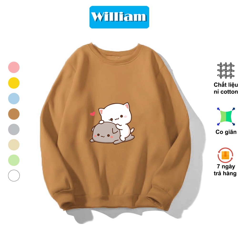 Áo sweater nam nữ hình Mèo dễ thương chất nỉ bông dày dặn, in Pet cao cấp William - DS224