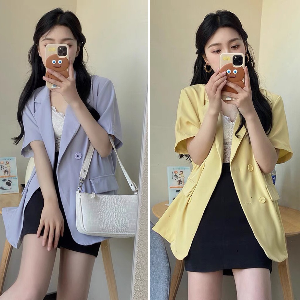 Áo vest dáng suông Hàn Quốc ✨, vest công sở, bốn màu cực kỳ thời trang và dễ mix đồ, hàng sẵn tại Hana store