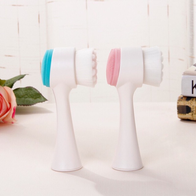 Cọ Rửa Mặt 2 Đầu 3D Gai Silicon