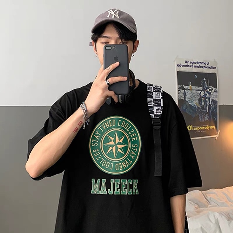 Áo thun MAJEEK Unisex Basic Tee 100% Cotton, Thiết kế SuzaSport phông trơn nam nữ tay lỡ oversize form rộng