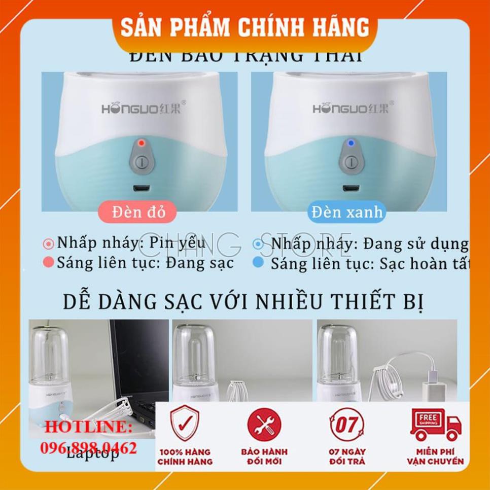 [CHÍNH HÃNG-FREESHIP] Máy Xay Sinh Tố Mini HONGUO 2021, Máy Xay Sinh Tố Đa Năng SIÊU HOT, Máy Xay Sinh Tố Cầm Tay 300ml