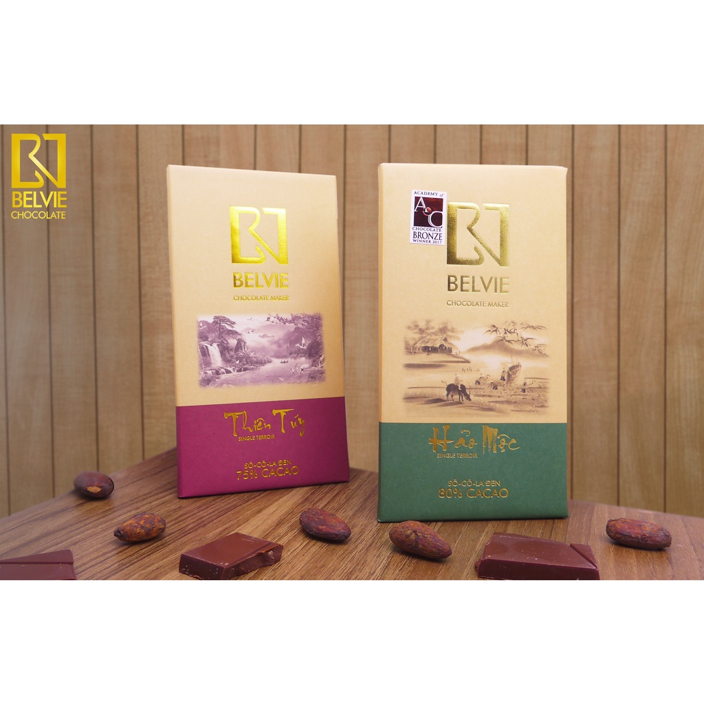 Bộ 2 thanh socola đen 75-80% cacao