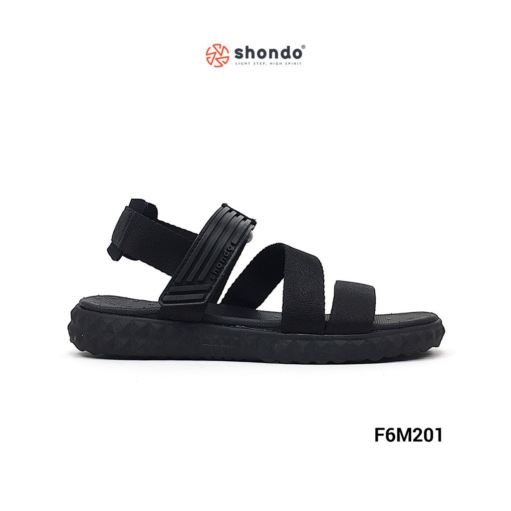 Giày Sandal Shat F6 SHONDO Full chéo đen Unisex - F6M201