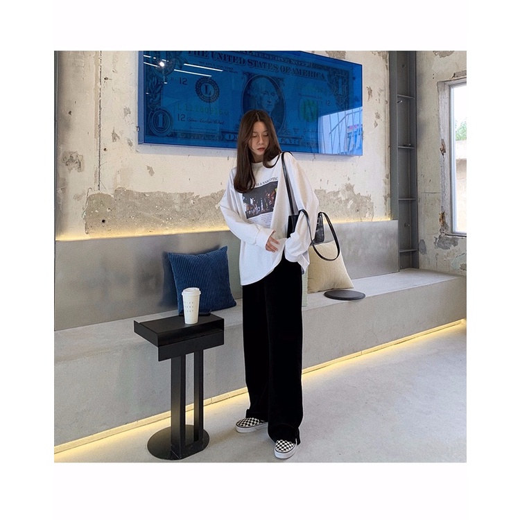 Áo Thun Tay Dài Dáng Rộng In Họa Tiết Thời Trang Mùa Thu Mới Cho Nữ