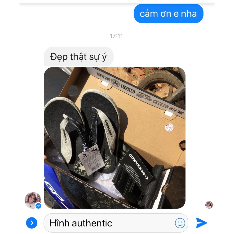 New 2021 - Dép Converse đen quai vải 2 màu chính hãng