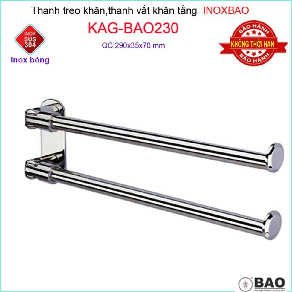 Thanh máng khăn Inox Bảo, thanh treo khăn inox 304, vắt khăn SUS304 KAG-BAO230