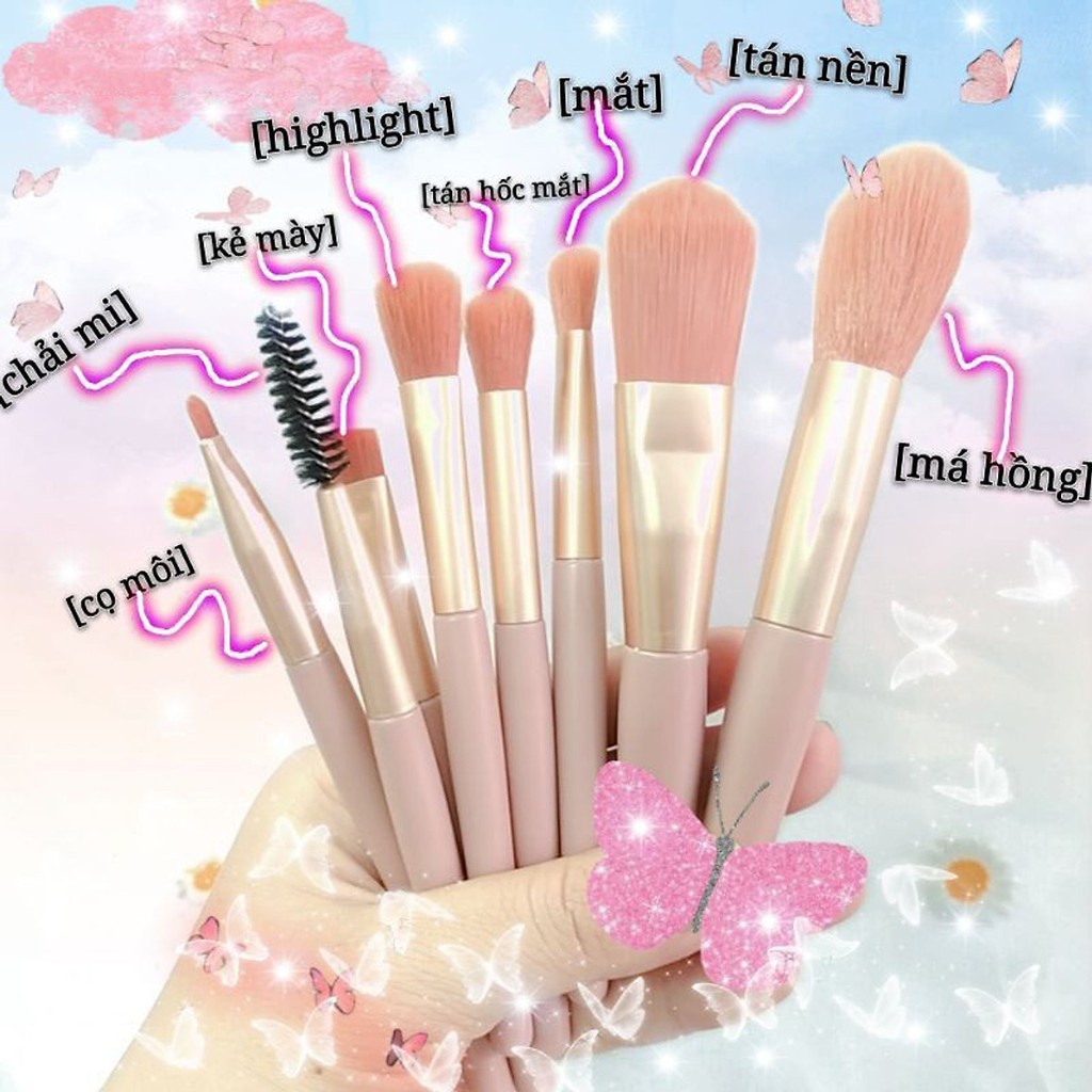 Bộ 8 cọ trang điểm cá nhân LATUBO cao cấp, nhỏ gọn, tiện dụng nhiều màu NPP - Bovie | Bộ cọ 8 cây