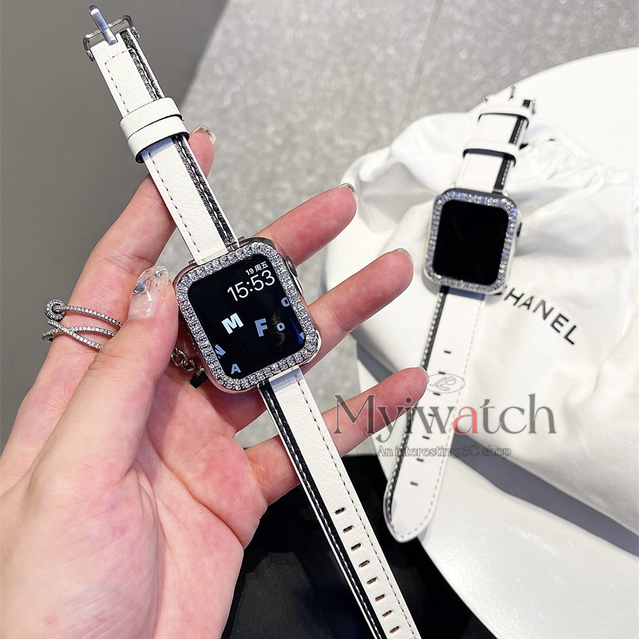 Dây đeo bằng da mỏng sáng tạo cho dòng iwatch Ultar 8 7 6 5 4 SE 3 2 1 Vòng đeo tay thời trang đơn giản cho iwatch 49mm 45mm 41mm 40mm 44mm 42mm 38mm dây đeo đồng hồ đôi