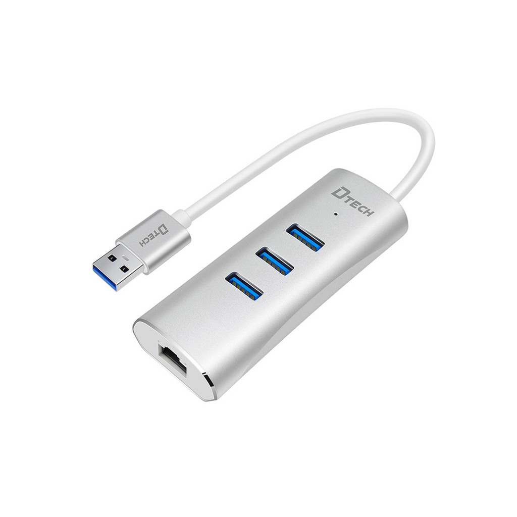 HUB USB 3P 3.0 + LAN DTECH DT 304. BỘ CHIA CỔNG USB 1 RA 3 CỔNG 3.0 + LAN 10/100/1000