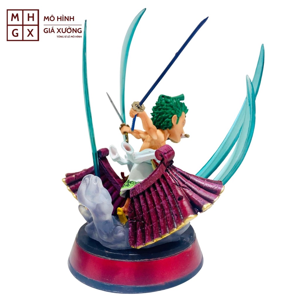 Mô hình One Piece Zoro cởi trần wano trên mái cao 14cm , trạng thái chiến đấu , figure mô hình one piece giá xưởng