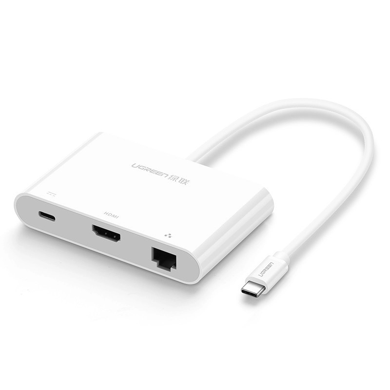 Bộ chuyển đổi TYPE C sang USB 3.0 + USB 2.0 + HDMI + LAN + hỗ trợ nguồn TYPE C US182 Ugreen 30440