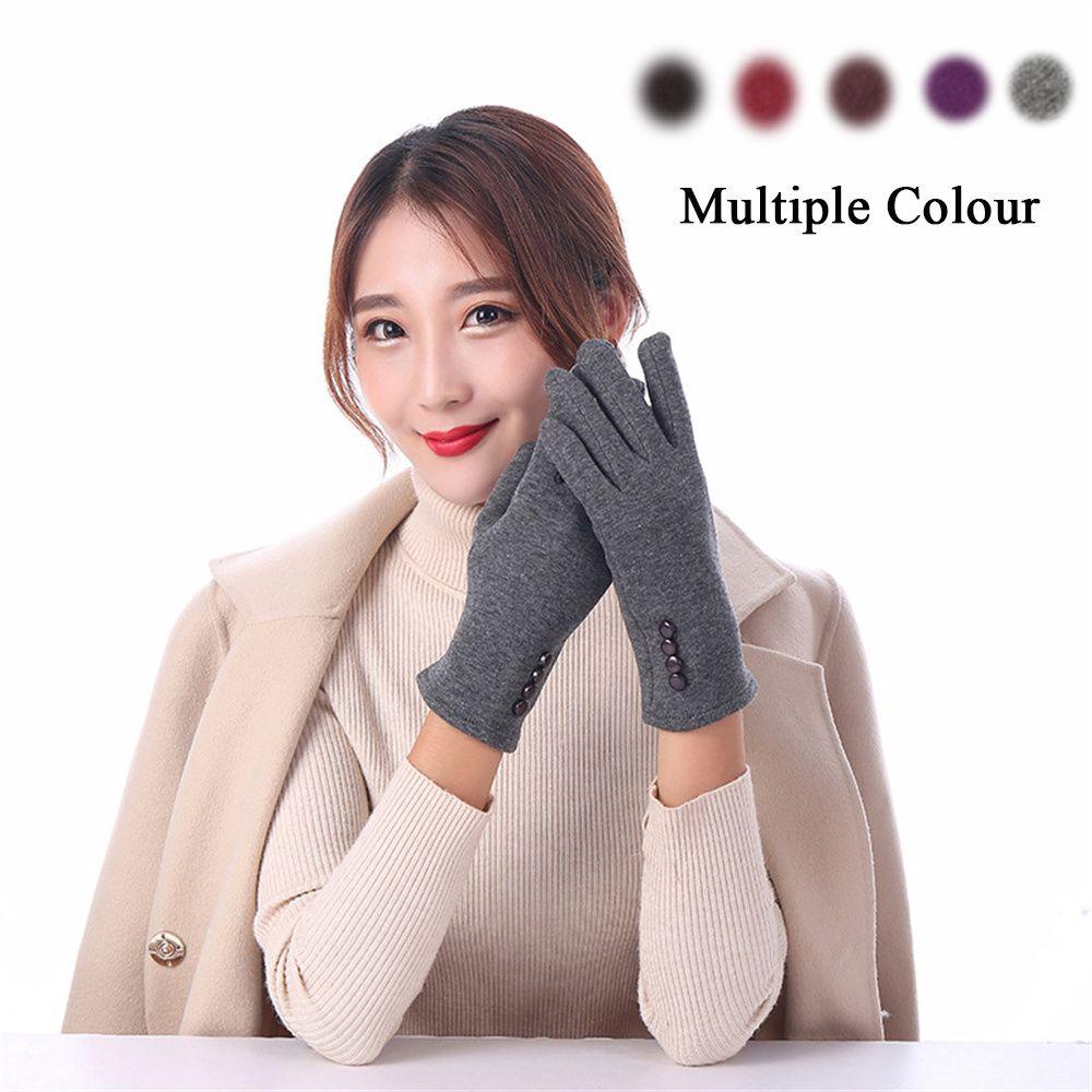 Găng Tay Giữ Ấm Bốn Nút Có Thể Chạm Màn Hình Cảm Ứng Thời Trang Thu Đông