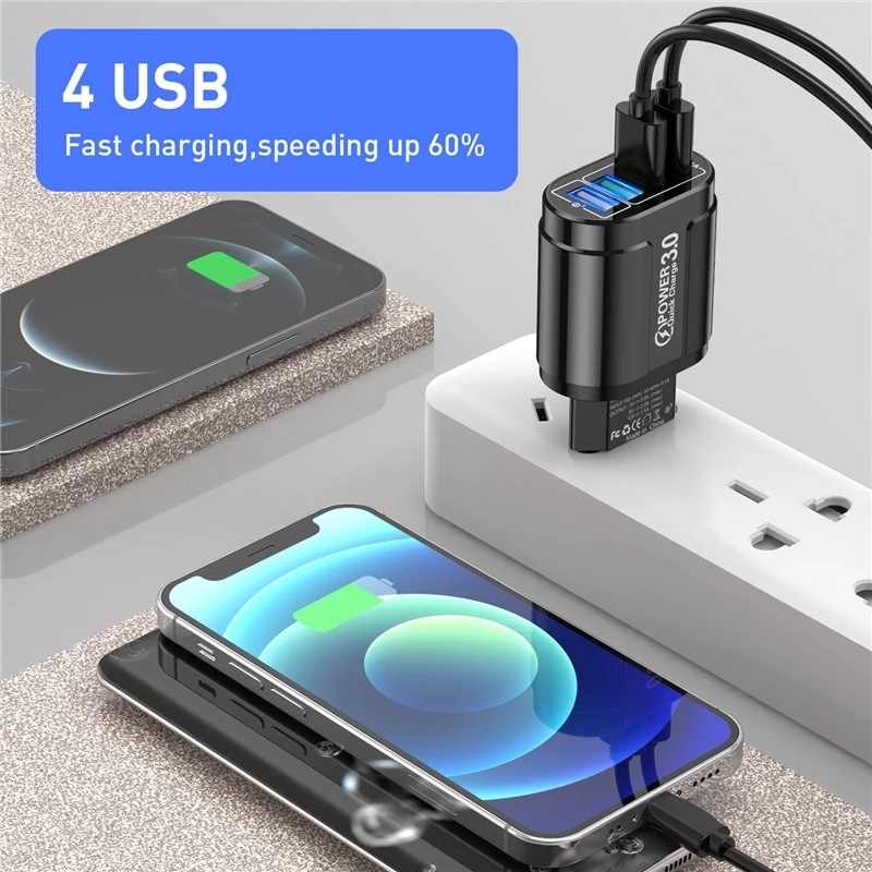 Củ sạc 4 cổng USB nhiều màu sắc