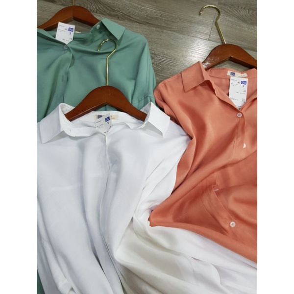 Áo sơ mi nữ dài tay đẹp GU lụa