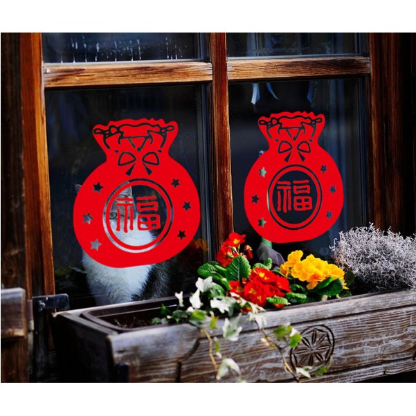 Decal trang trí tết - 3 Túi Tiền ngôi sao nhí