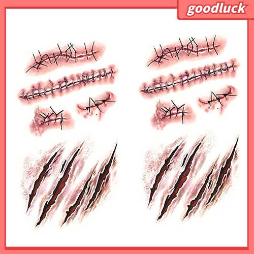 Set 2 Hình Xăm Dán Vết Thương Máu Giả Hóa Trang Halloween