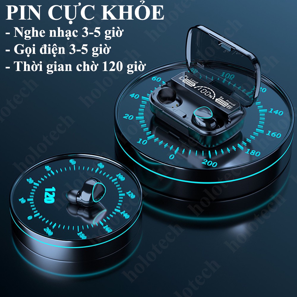 Tai Nghe Bluetooth Không Dây HOLOCOM M10 Pro Âm Bass Mạnh Mẽ - Chống Ồn - Cảm Ứng Vân Tay - Dock Sạc Kiêm Sạc Dự Phòng