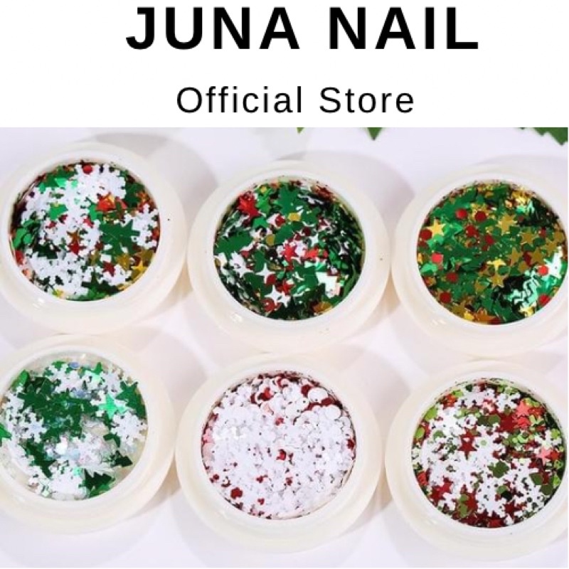 Sequin kim tuyến Giáng sinh Noel bông tuyết cây thông trang trí móng 6 hũ-phụ kiện nail
