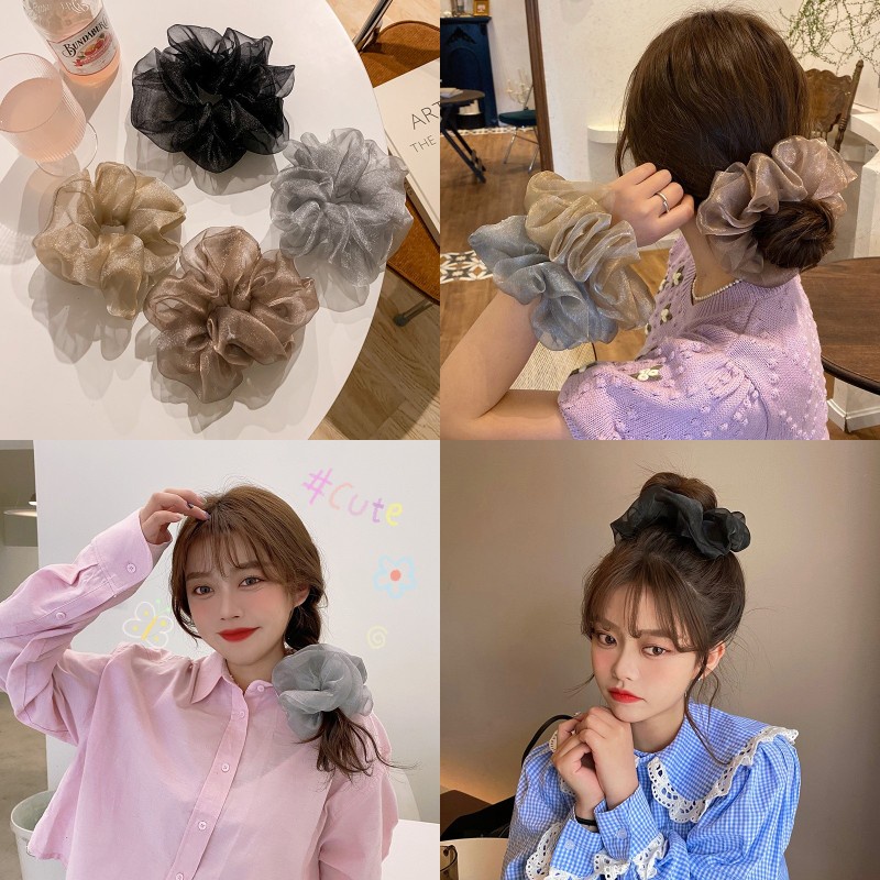 Dây buộc tóc lưới cỡ lớn phong cách Hàn Quốc cổ điển