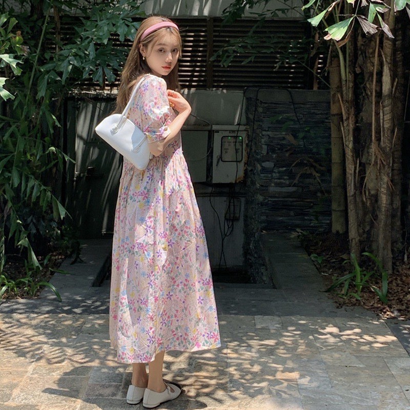 Đầm babydoll hoa nhí thô 3 màu