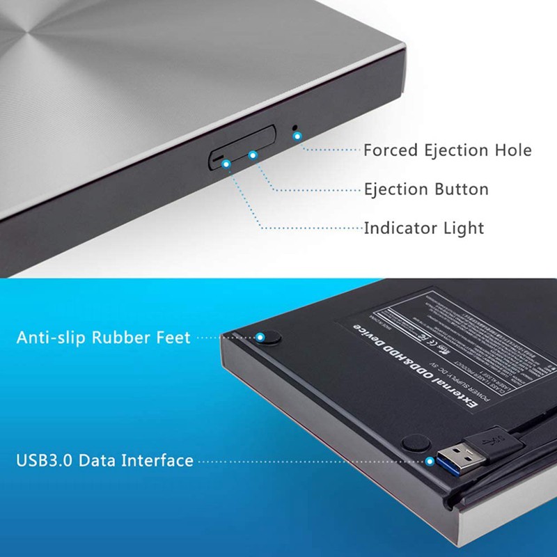 DVD DVD Ổ Đĩa Ngoài Usb 3.0 Cd-Rom Cho Laptop Mac Macbook Win 10 / 8 / 7 / Xp Pc