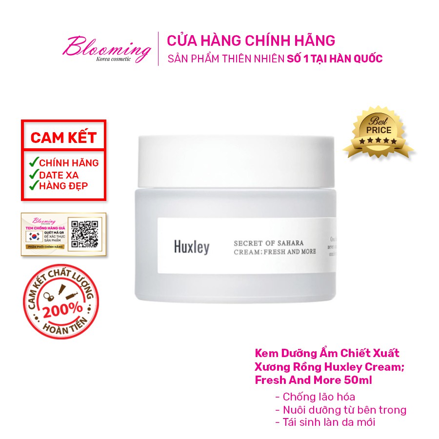 Kem Dưỡng Ẩm Chiết Xuất Xương Rồng Huxley Cream; Fresh And More 50ml