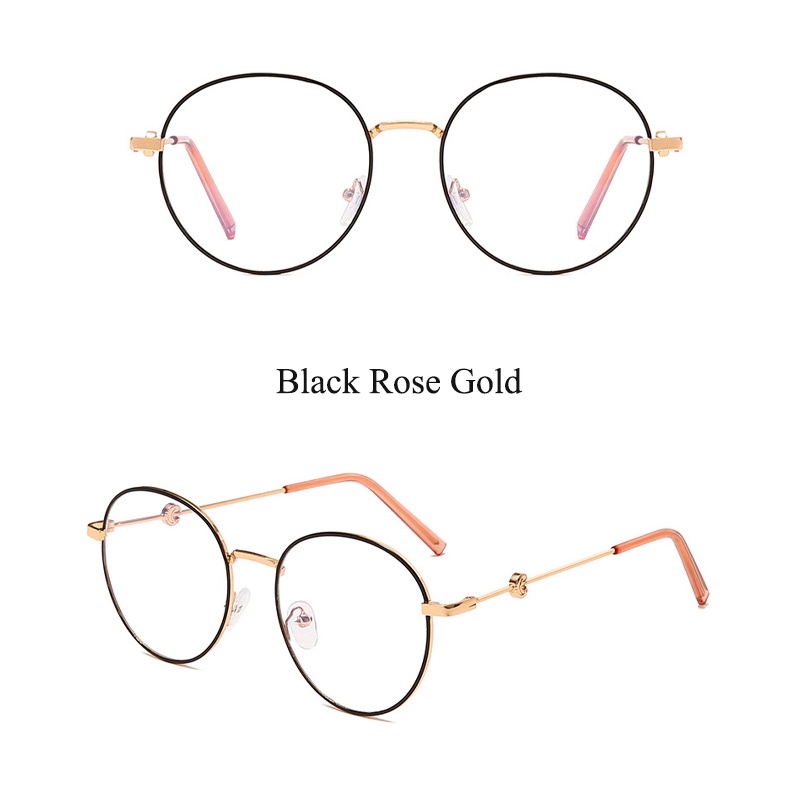 Kính Mát Gọng Kim Loại Tròn Chống Bức Xạ Cho Nữ