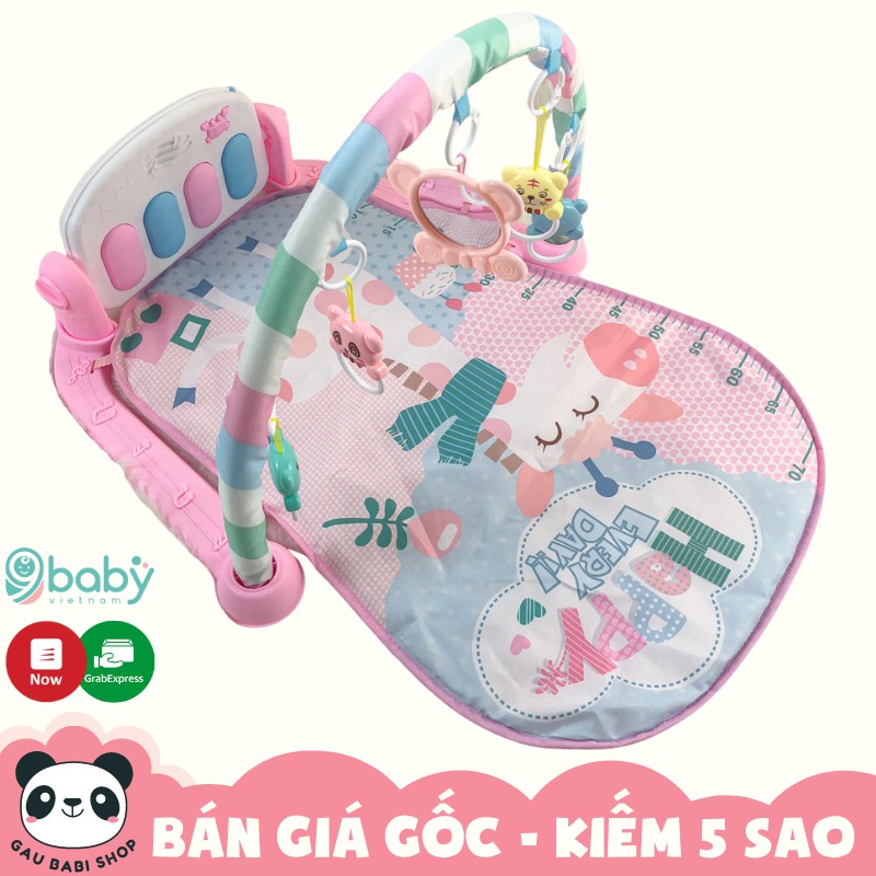 FREE SHIP !!! Thảm nằm chơi nhạc phát triển trí tuệ cho bé yêu hình hươu 9BABY - Chân màu hồng