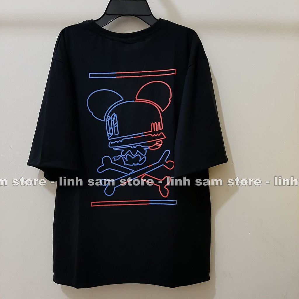 Áo phông tay lỡ nữ freesize Unisex thun form rộng, mặc cặp, nhóm, lớp in hình đầu lâu chữ BAD IS NOT BAD màu đen