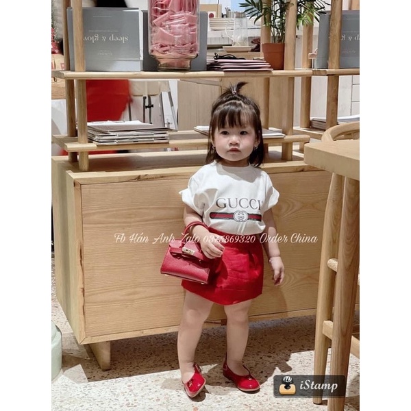 Set áo kèm chân váy tacta cho bé