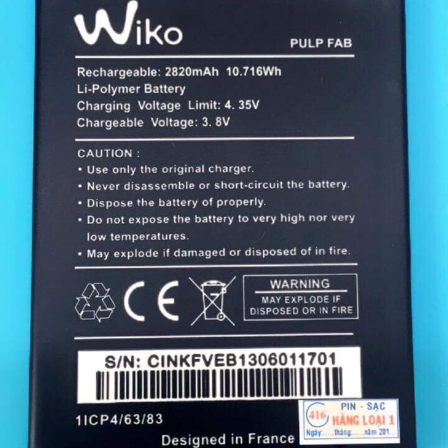 Pin Wiko Pulp Fab zin