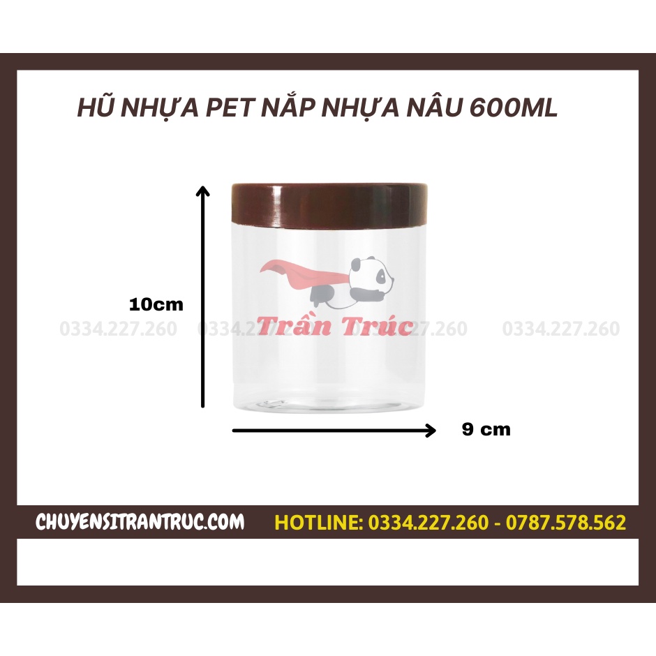 [GIÁ XƯỞNG] Hủ Nhựa Pet Nắp Nhựa Nâu Chất Lượng Size 250ml đến 1500ml