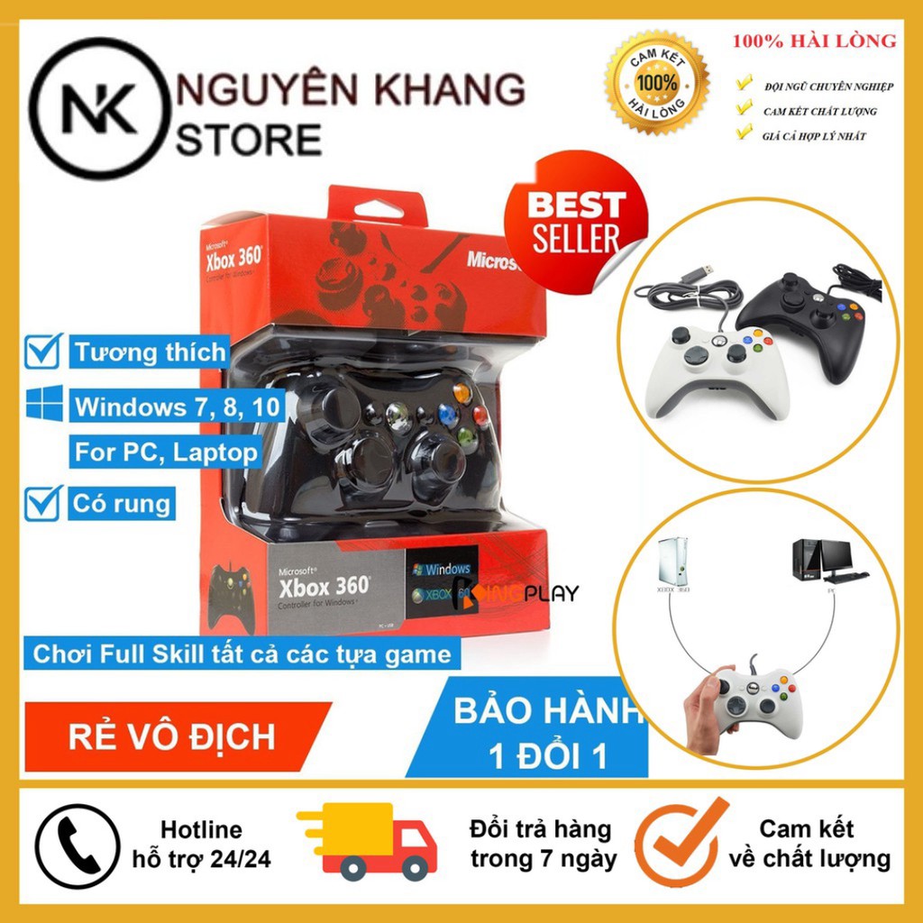 ⭐️FREESHIP⭐️Tay Cầm Chơi Game Xbox 360 Đầu Cắm USB, Hỗ Trợ Tất Cả Các Loại Game Tay Cầm, Hỗ Trợ Pc, Laptop...