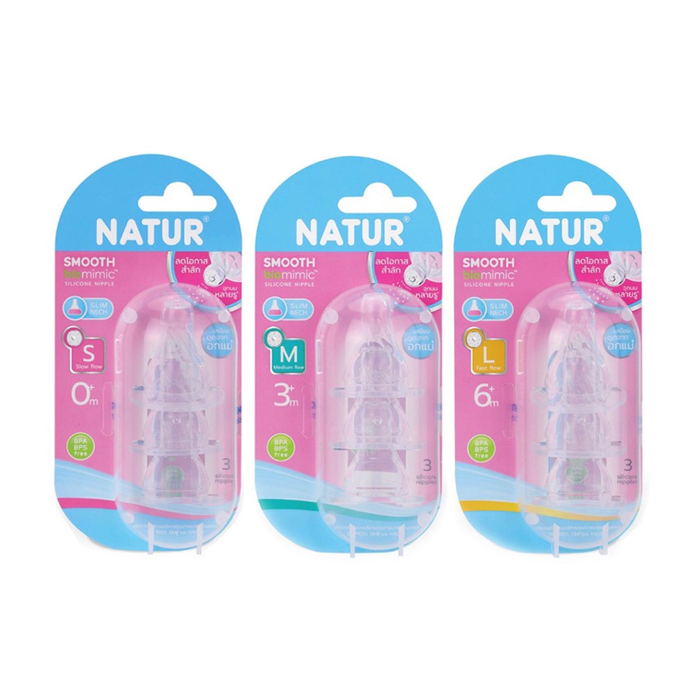 Núm Vú Silicon Natur Biomimic Size S / M / L cổ hẹp